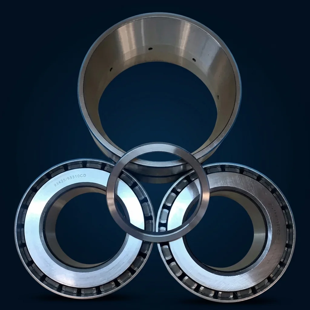 Komponen Double Row Tapered Roller Bearing TDO — outer cup dan inner cone assembly terpisah